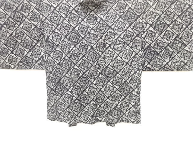 着物・帯 ] - コート・道中着 本総絞り 斜め格子に抽象薔薇模様 羽織